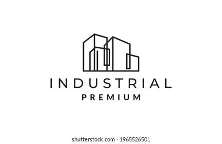 line industrial building logo vector symbol icon design graphic illustration