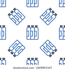 Line Industrial gas cylinder tank for all inert and mixed inert gases icon isolated seamless pattern on white background. Colorful outline concept. Vector