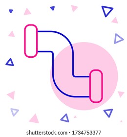 Line Industry metallic pipe icon isolated on white background. Plumbing pipeline parts of different shapes. Colorful outline concept. Vector Illustration