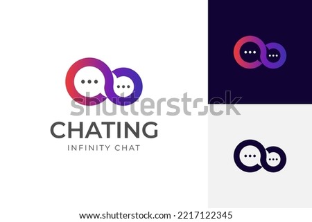 line infinity chat Speech bubble icon Logo design. Infinity conversation logo endless chat symbol suitable for Dialogue, discussion and talk vector icon