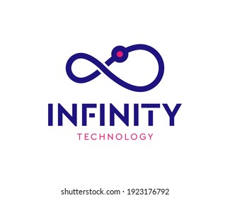 Line Infinity Logo isolated on white Background. Flat Vector Technology Logo Design Template Element.