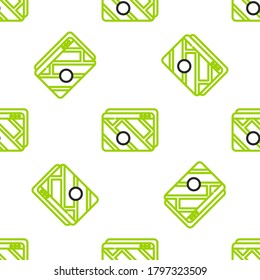 Line Infographic of city map navigation icon isolated seamless pattern on white background. Mobile App Interface concept design. Geolacation concept.  Vector Illustration