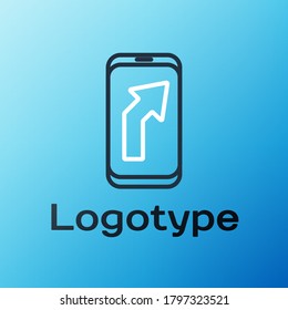 Infografía de línea del icono de navegación de mapas de ciudad aislado en fondo azul. Diseño de concepto de interfaz de aplicación móvil. Concepto de geolacación. Concepto de esquema colorido. Ilustración vectorial
