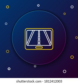 Line Infographic of city map navigation icon isolated on blue background. Mobile App Interface concept design. Geolacation concept. Colorful outline concept. Vector