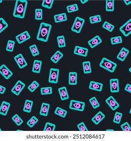 Line Infographic of city map navigation icon isolated seamless pattern on black background. Mobile App Interface concept design. Geolacation concept.  Vector