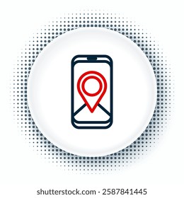 Line Infographic of city map navigation icon isolated on white background. Mobile App Interface concept design. Geolacation concept. Colorful outline concept. Vector