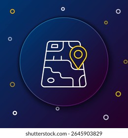 Line Infographic of city map navigation icon isolated on blue background. Mobile App Interface concept design. Geolacation concept. Colorful outline concept. Vector