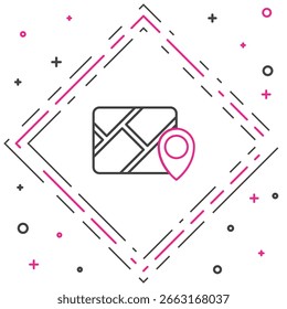 Línea Infografía del icono de navegación del mapa de la ciudad aislado en el fondo blanco. Diseño de concepto de interfaz de App móvil. Concepto de geolocalización. Concepto de contorno colorido. Vector