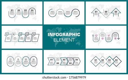 Line Infographic Element Bundle - charts, percents, pie charts, steps, options, timeline, people infographics, Premium Vector