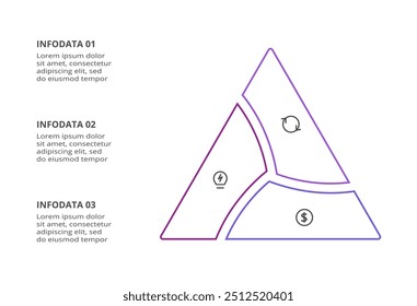 Infografía de línea. Plantilla para la tabla de crecimiento, gráfico, presentación, gráfico. Concepto de lámpara de inicio de negocios con 3 opciones, piezas, pasos, procesos.