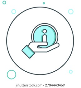 Ícone de Informações da Linha isolado no plano de fundo branco. Conceito de contorno colorido. Vetor