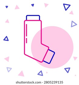 Line Inhaler icon isolated on white background. Breather for cough relief, inhalation, allergic patient. Medical allergy asthma inhaler spray. Colorful outline concept. Vector Illustration