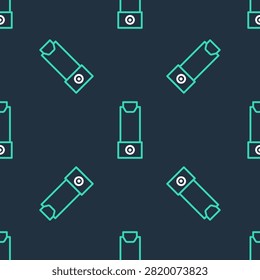 Line Inhaler icon isolated seamless pattern on black background. Breather for cough relief, inhalation, allergic patient.  Vector