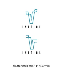 Line initial vector logo of letters V.