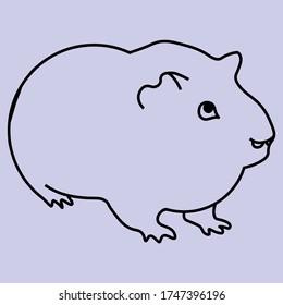 Line ink guinea pig. Stylized guinea pig