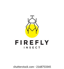 line insect firefly minimal abstract logo design vector graphic symbol icon illustration creative idea