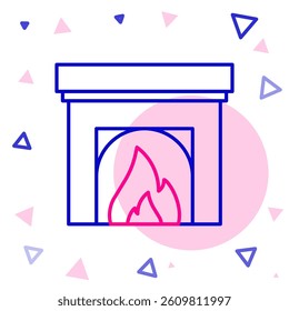 Line Interior fireplace icon isolated on white background. Colorful outline concept. Vector