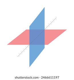 Line of intersection between two planes in three dimensional space. Scientific resources for teachers and students.
