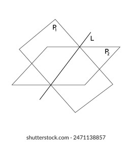 Line of intersection between two planes in three dimensional space. Scientific resources for teachers and students.