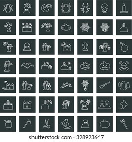 Line Inverted Halloween icon set vector
