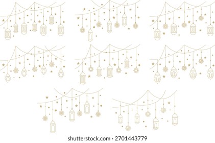 A line Islamic lantern design with elegant outlines and a minimal style.
