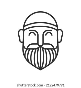 Line islamic Man Icon with Beard Vector Design