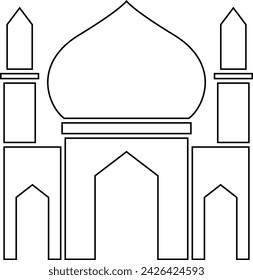 Line Islamic mosque illustration element vector for Eid Mubarak Ramadan Kareem Adha decoration