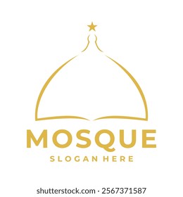 Line Islamic Mosque logo design vector icon