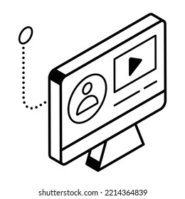 A line isometric icon of language tutorial 