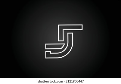 línea J diseño de icono de la letra del alfabeto blanco y negro. Plantilla creativa para empresas y empresas