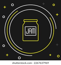 Line Jam jar icon isolated on black background. Colorful outline concept. Vector