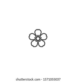Line jasmine flower flat icon isolated on white. Contour of bloom. Vector illustration. Medical, cosmetic, health care label. Eco, floral, natural, organic symbol. Vector flat logo isolated on white.