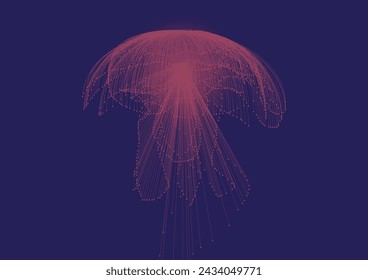 line jellyfish in the dark background design