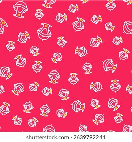 Line Jet ski icon isolated seamless pattern on red background. Water scooter. Extreme sport.  Vector