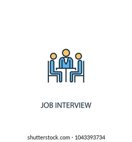 Icono de entrevista de trabajo de línea. Ilustración de elemento de recursos humanos simple. Diseño de símbolos de entrevista de trabajo de la colección de RR. Puede ser utilizado en Web y móvil.