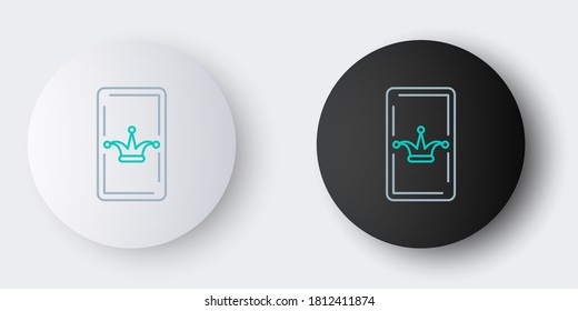 Line Joker playing card icon isolated on grey background. Casino gambling. Colorful outline concept. Vector
