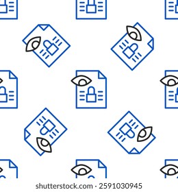 Line Journalistic investigation icon isolated seamless pattern on white background. Financial crime, tax evasion, money laundering, corruption. Colorful outline concept. Vector