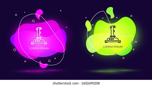 Line Joystick for arcade machine icon isolated on black background. Joystick gamepad. Abstract banner with liquid shapes. Vector Illustration