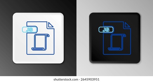 Line JS file document. Download js button icon isolated on grey background. JS file symbol. Colorful outline concept. Vector