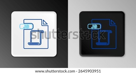 Line JS file document. Download js button icon isolated on grey background. JS file symbol. Colorful outline concept. Vector