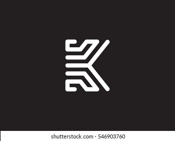 Line K Letter Logo design concept. Creative Line Alphabet emblem template. Graphic Symbol for Corporate Business Identity. Vector graphic element