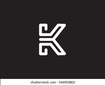 Line K Letter Logo design concept. Creative Line Alphabet emblem template. Graphic Symbol for Corporate Business Identity. Vector graphic element