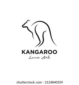 Plantilla de logotipo de canguro de línea. Resumen Diseño de vectores Wallaby. Ilustración animal