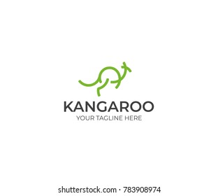 Line Kangaroo Logo Template. Abstract Wallaby Vector Design. Animal Illustration