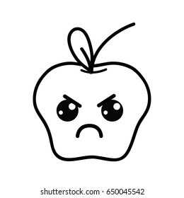 line kawaii cute angry apple fruit