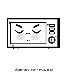 line kawaii cute angry microwaves technology
