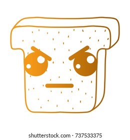 line kawaii cute angry slice bread