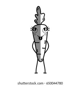 line kawaii cute funny carrot vegetable