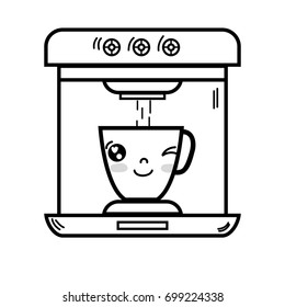 line kawaii cute funny coffee maker technology