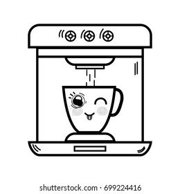 line kawaii cute funny coffee maker technology